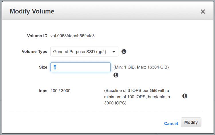 Modify EC2 Volume